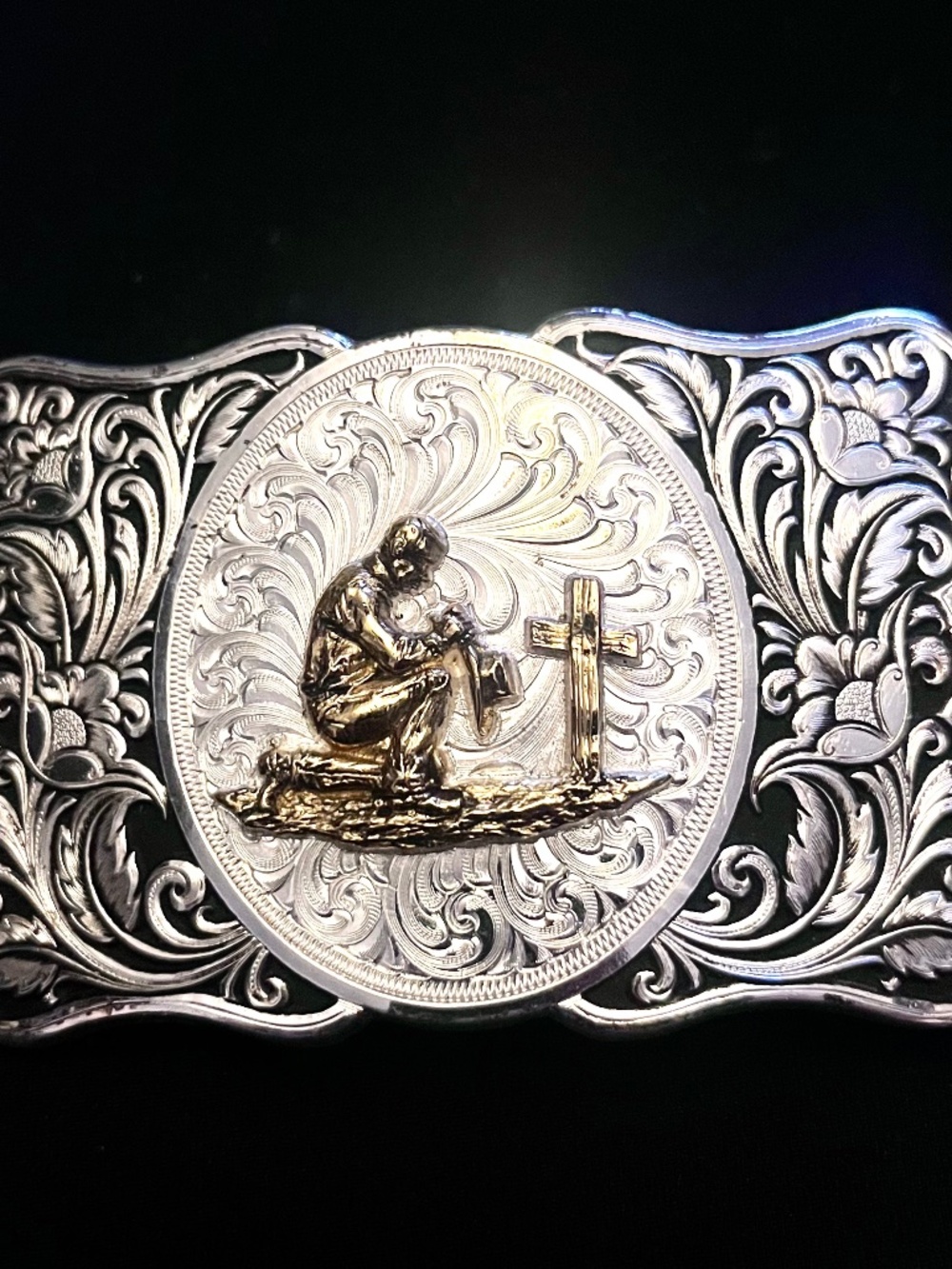 Montana Silversmiths 2-tone custom belt buckle